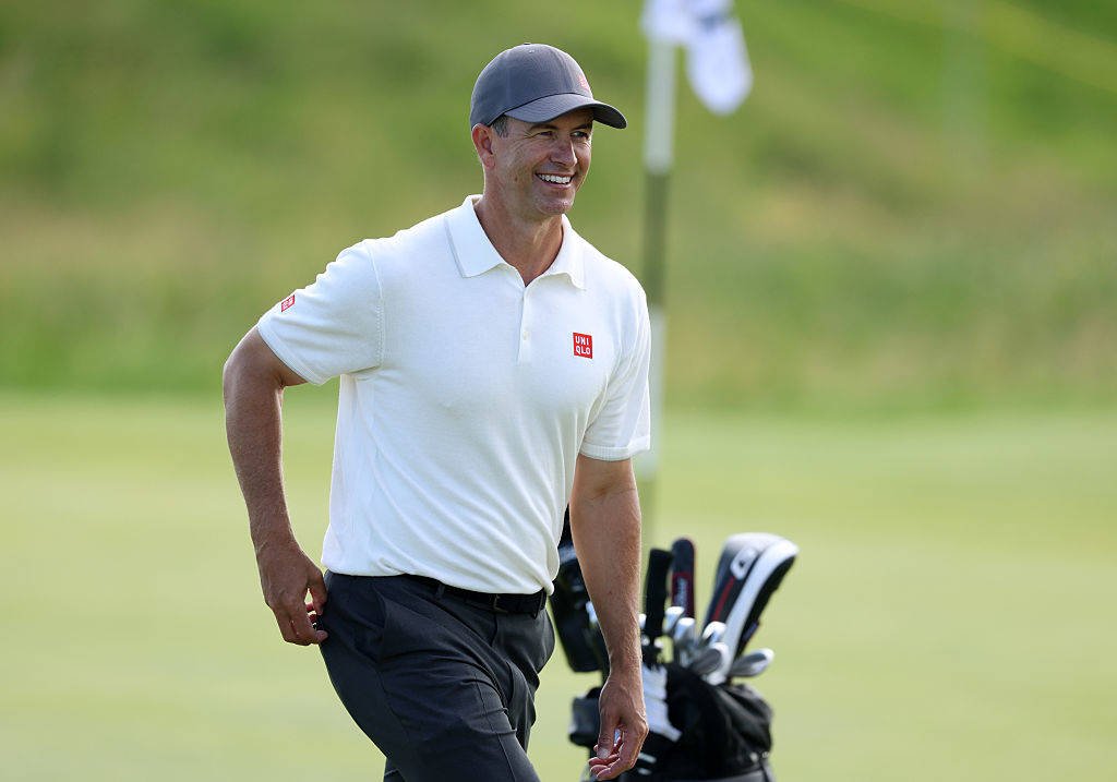 Adam Scott during a practice round on his birthday at The 153rd Open